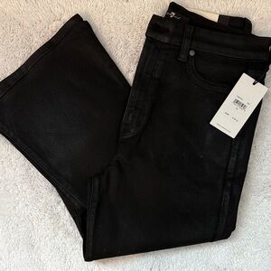 7 For All Mankind Coated Black High Rise Skinny Boot Jeans